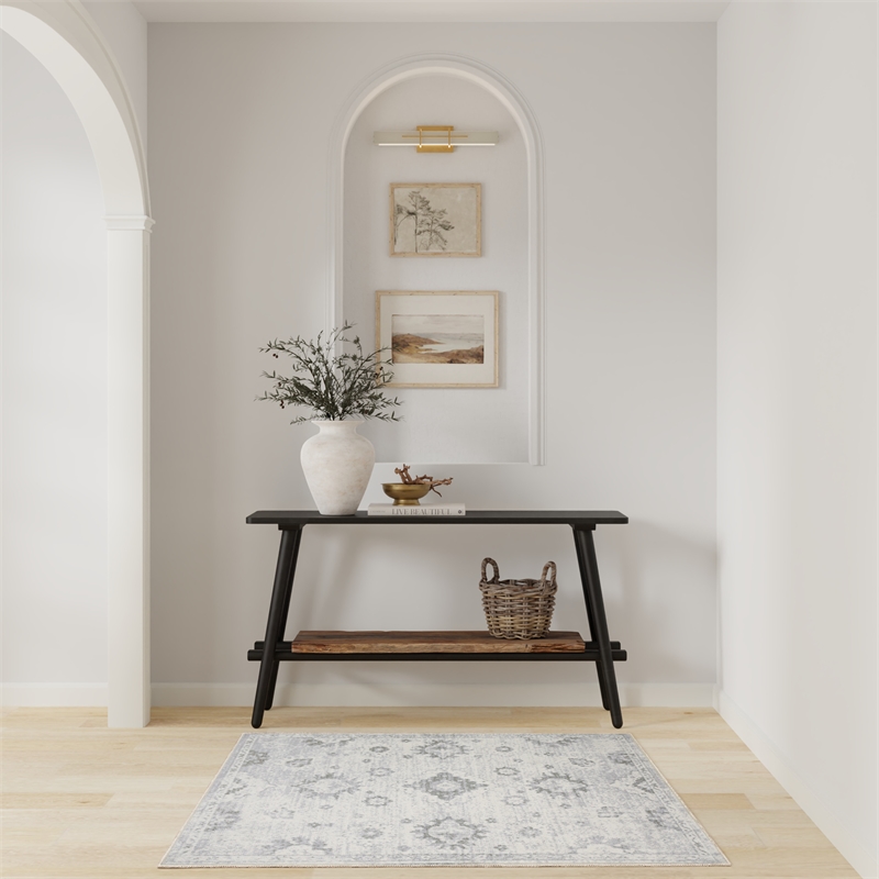 Nourison Astra Machine Washable 3' x 5' Ivory  Fabric Area Rug