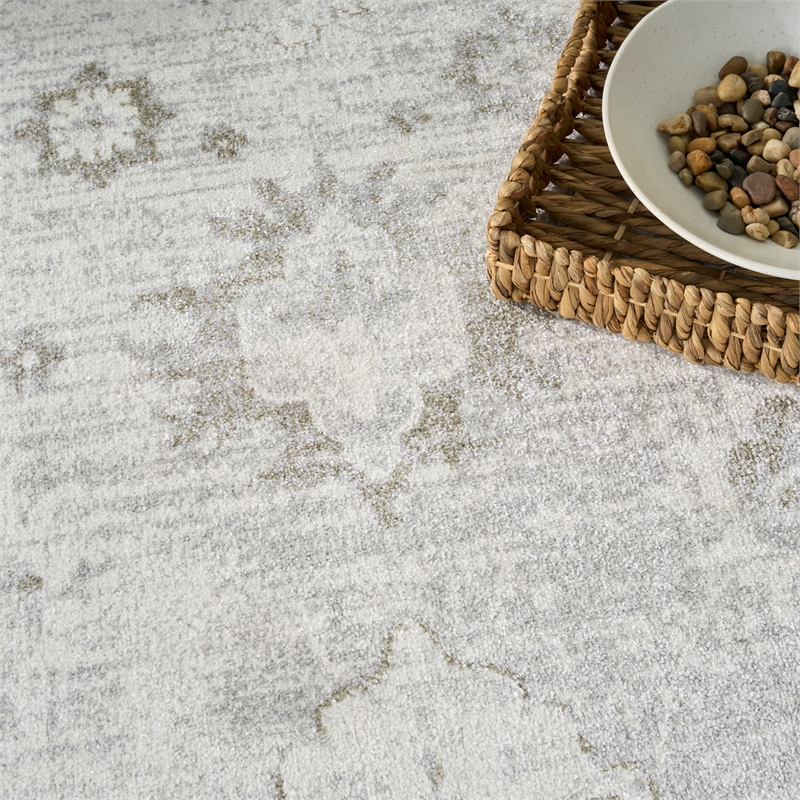 Nourison Astra Machine Washable 4' x 6' Ivory  Fabric Area Rug