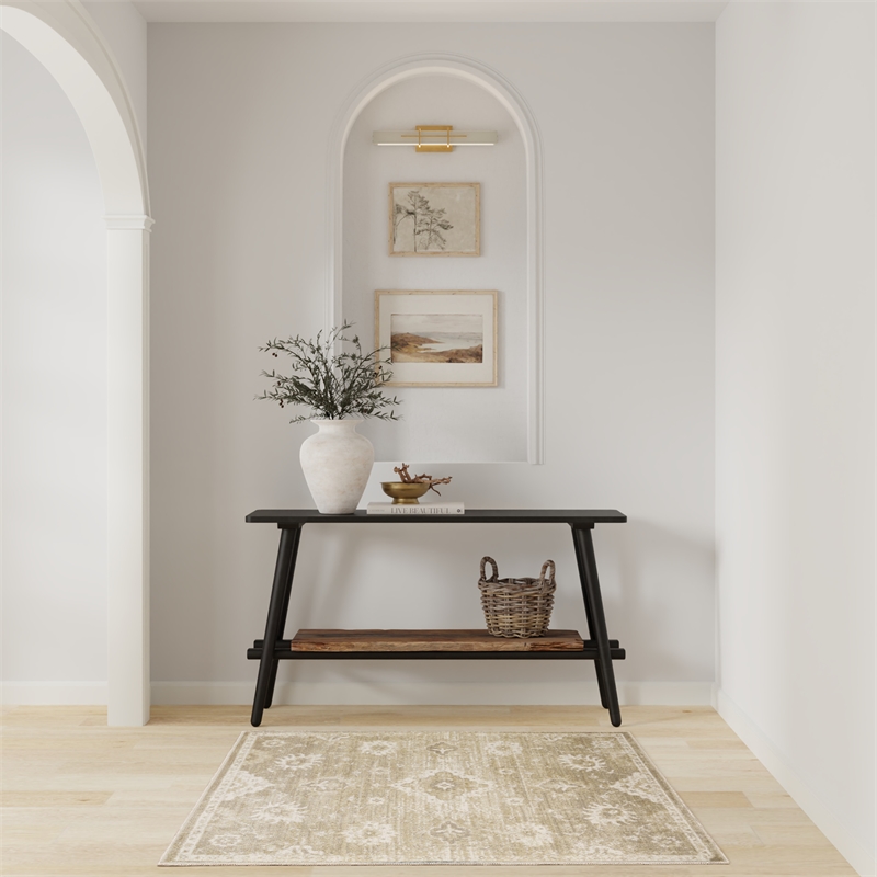 Nourison Astra Machine Washable 3' x 5' Ivory Gold Fabric Area Rug