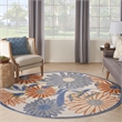 Nourison Aloha 5' x Round Beige Multi-Color Fabric Area Rug