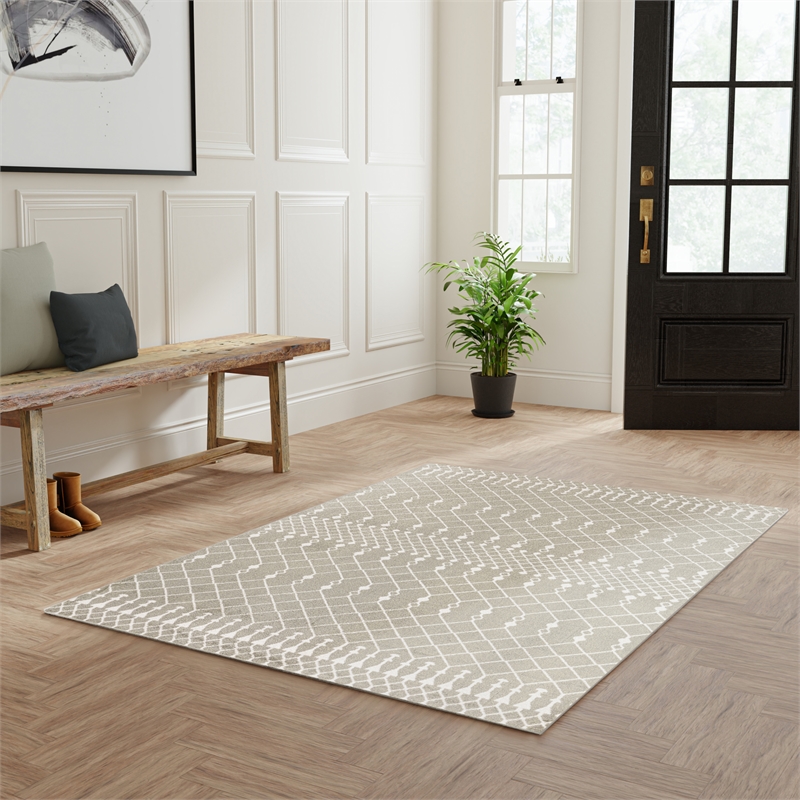 Nourison Astra Machine Washable 4' x 6' Sage Fabric Area Rug