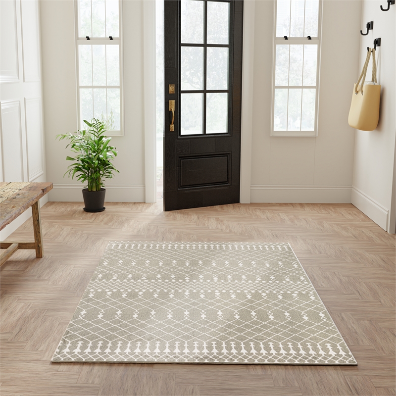 Nourison Astra Machine Washable 4' x 6' Sage Fabric Area Rug