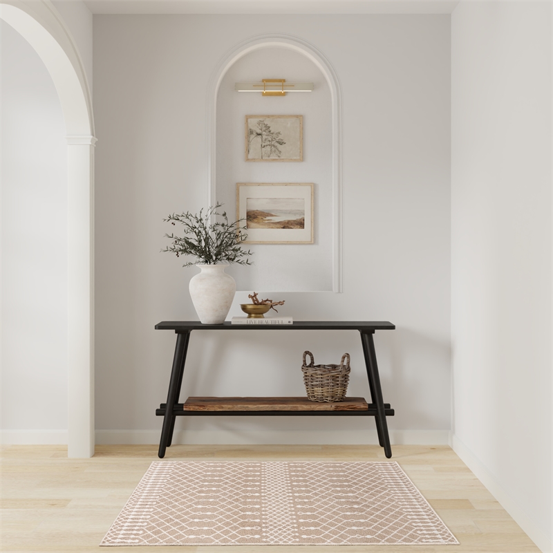 Nourison Astra Machine Washable 3' x 5' Taupe Fabric Area Rug