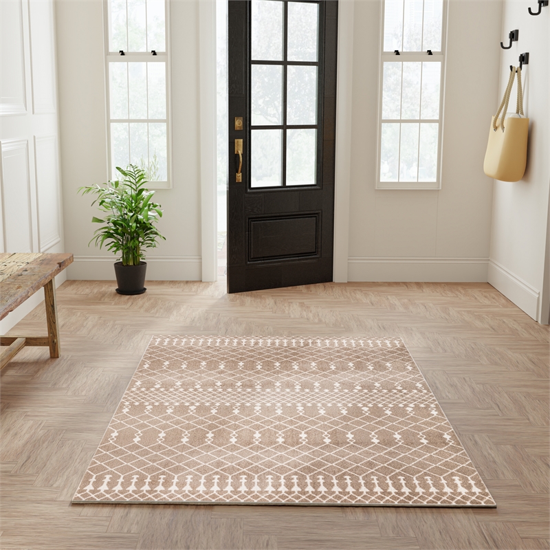 Nourison Astra Machine Washable 5' x 7' Taupe Fabric Area Rug