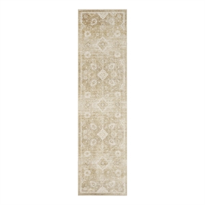 Nourison Astra Machine Washable 8' Runner Ivory Gold Fabric Area Rug