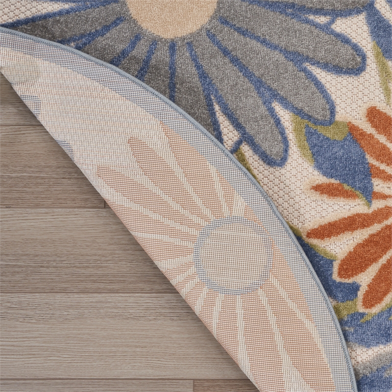 Nourison Aloha 8' x Round Beige Multi-Color Fabric Area Rug