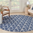 Nourison Aloha 5' x Round Blue Fabric Area Rug