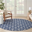 Nourison Aloha 5' x Round Blue Fabric Area Rug