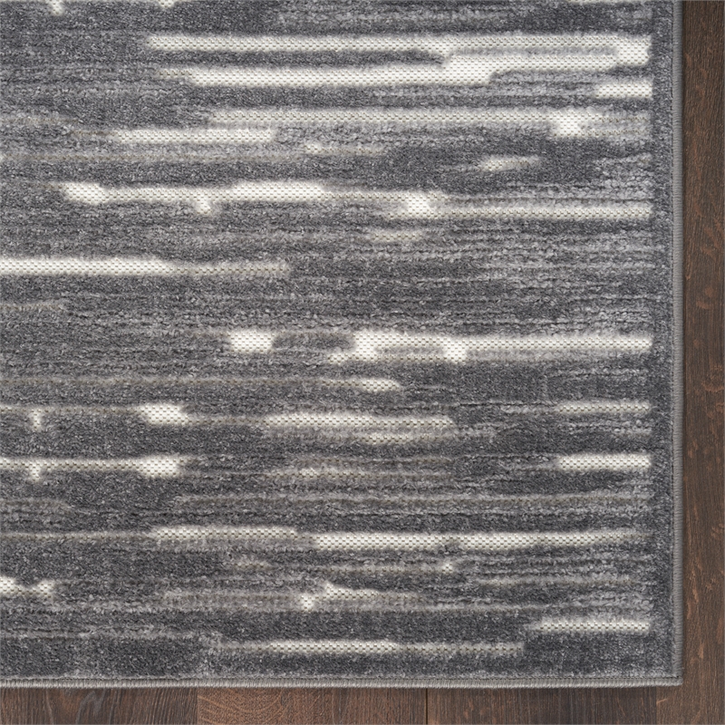 Nourison Casual 6' Runner Gray Fabric Area Rug