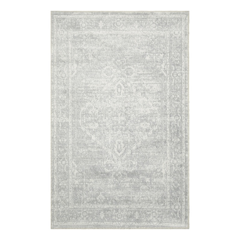 Nourison Astra Machine Washable 3' x 5' Light Gray Fabric Area Rug