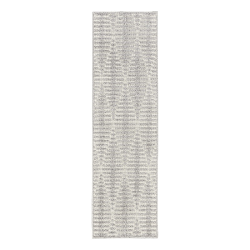 Nourison Casual 6' Runner Light Gray Fabric Area Rug