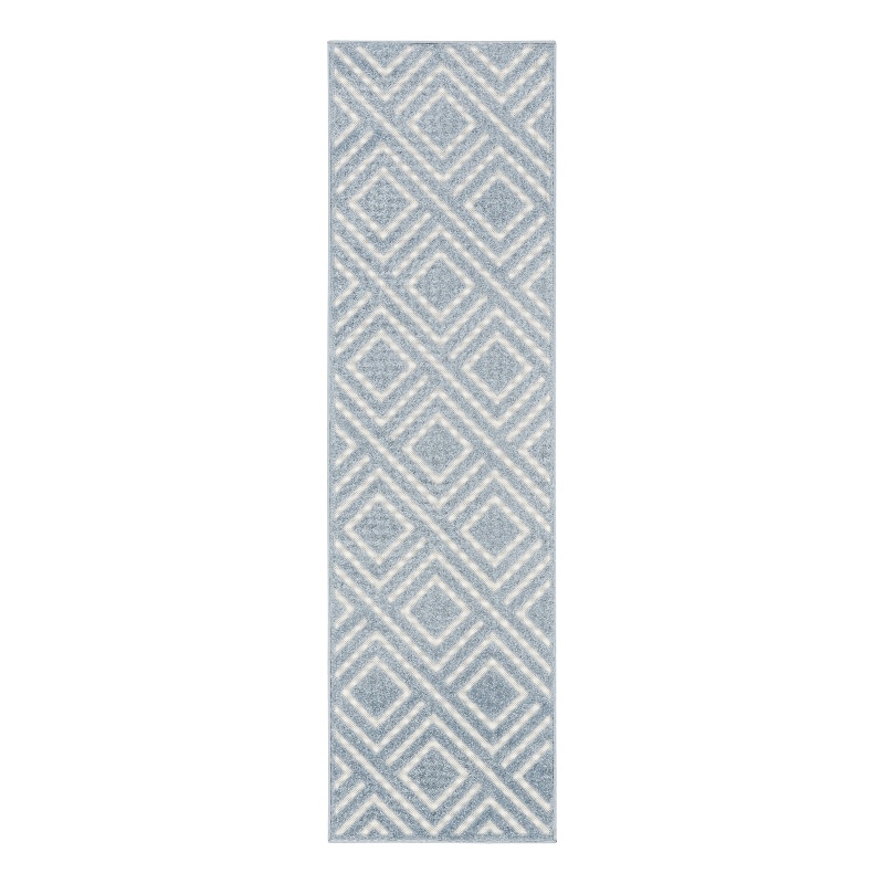 Nourison Casual 6' Runner Blue Fabric Area Rug