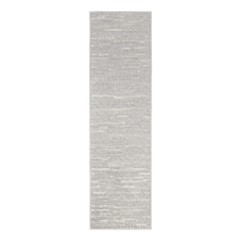Nourison Casual 6' Runner Light Gray Fabric Area Rug
