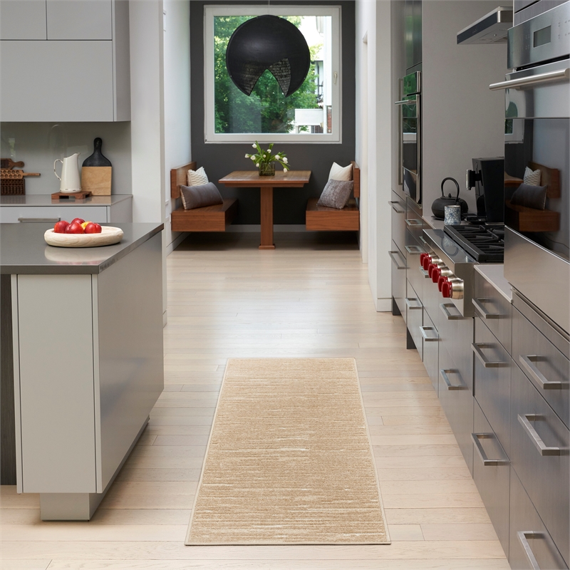 Nourison Casual 6' Runner Taupe Fabric Area Rug