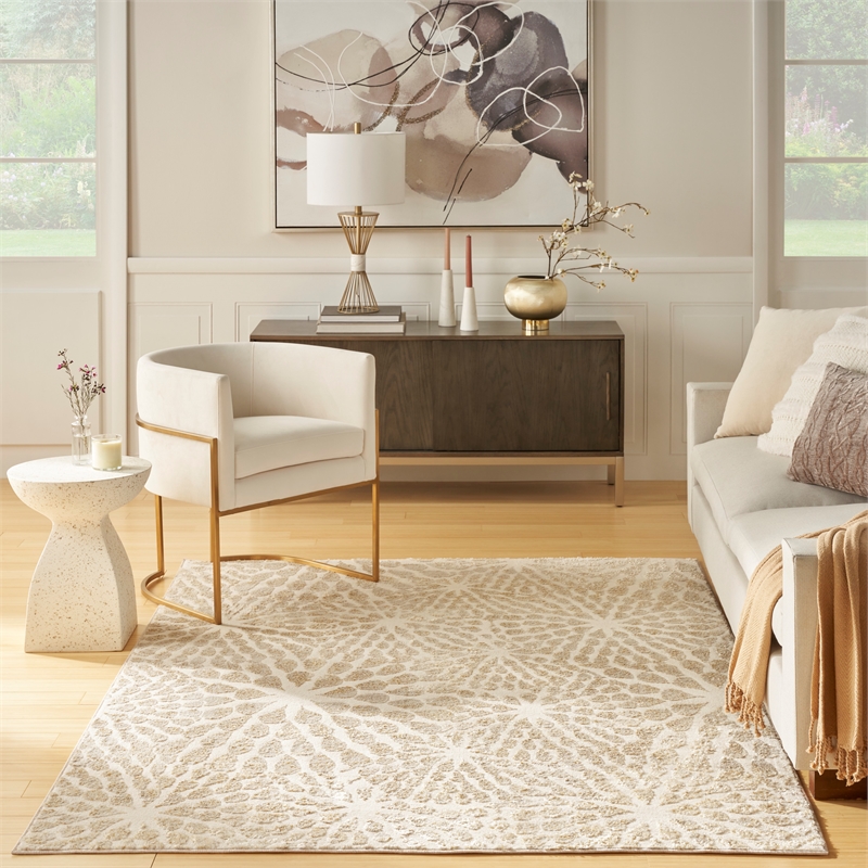 Nourison Ambiance 4' x 6' Ivory Gold Fabric Area Rug
