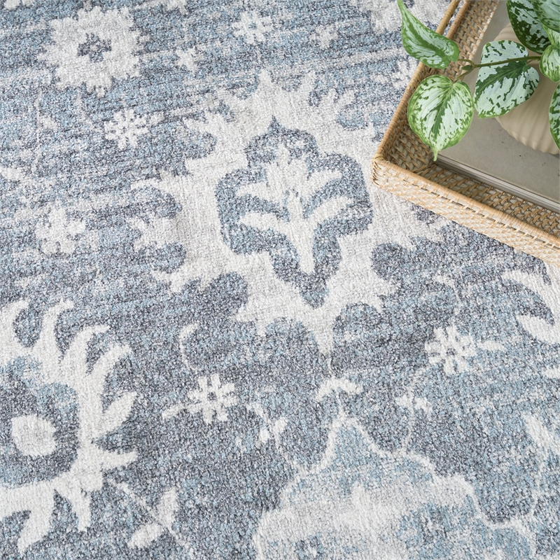 Nourison Astra Machine Washable 4' x 6' Denim Fabric Area Rug