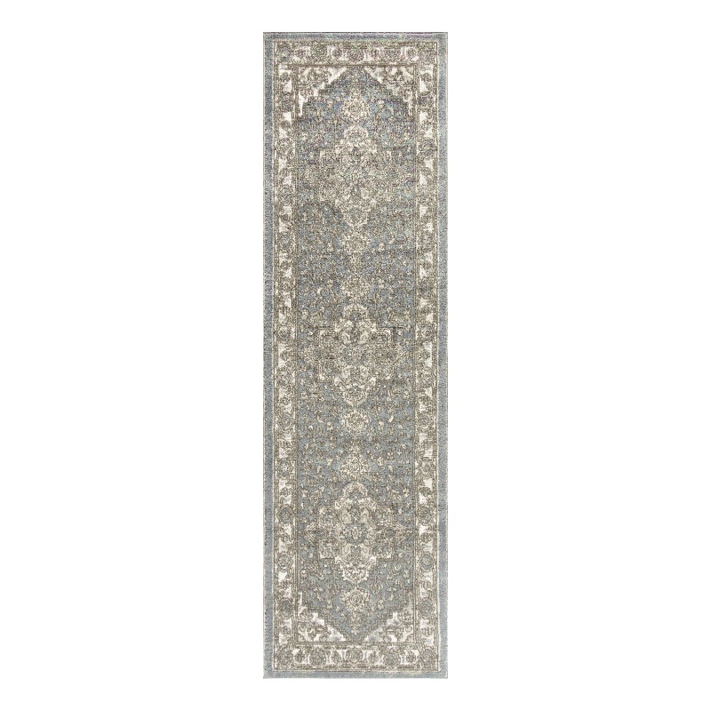 Nourison Concerto 6' Runner Blue Fabric Area Rug