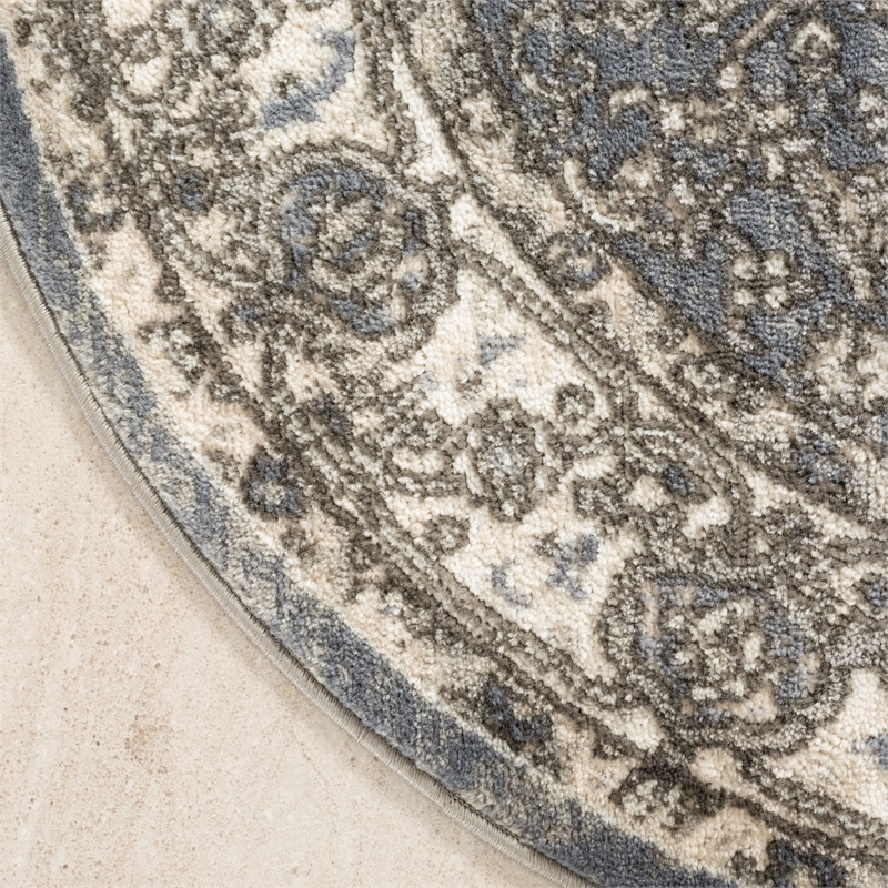 Nourison Concerto 8' x Round Blue Fabric Area Rug
