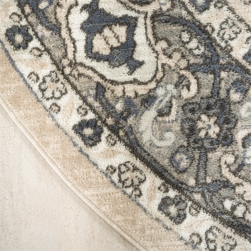 Nourison Concerto 4' x Round Ivory Blue  Fabric Area Rug