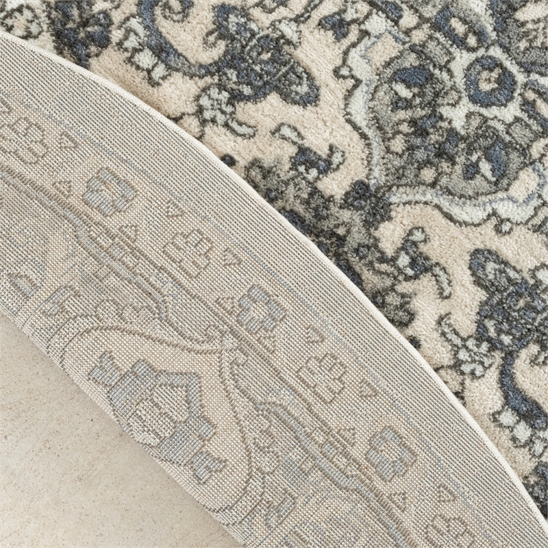 Nourison Concerto 4' x Round Ivory Blue  Fabric Area Rug