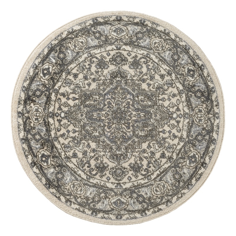 Nourison Concerto 4' x Round Ivory Blue  Fabric Area Rug