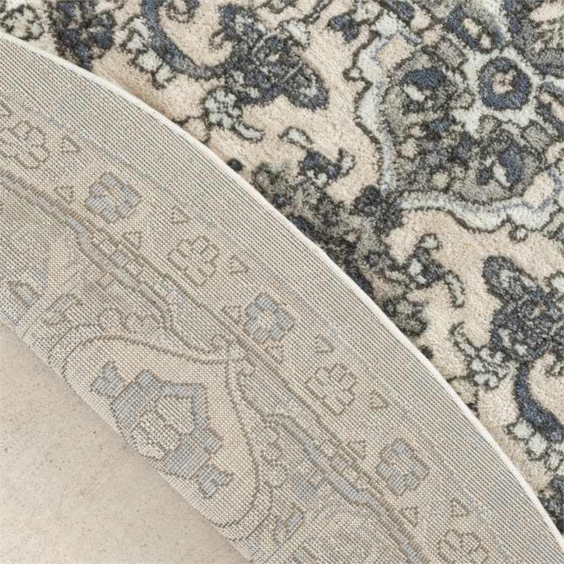 Nourison Concerto 8' x Round Ivory Blue  Fabric Area Rug