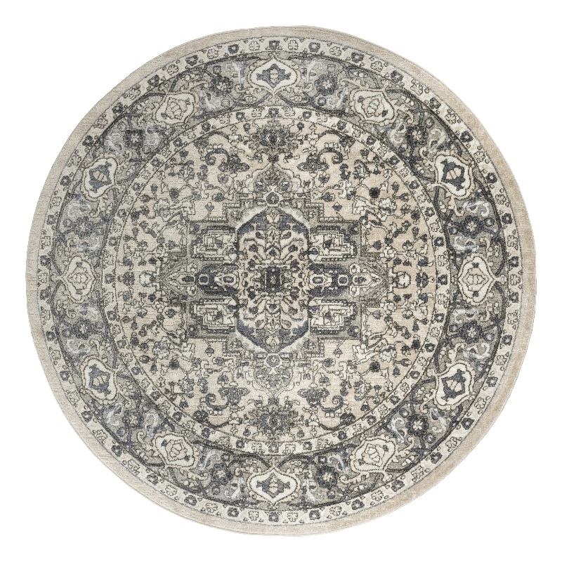 Nourison Concerto 8' x Round Ivory Blue  Fabric Area Rug