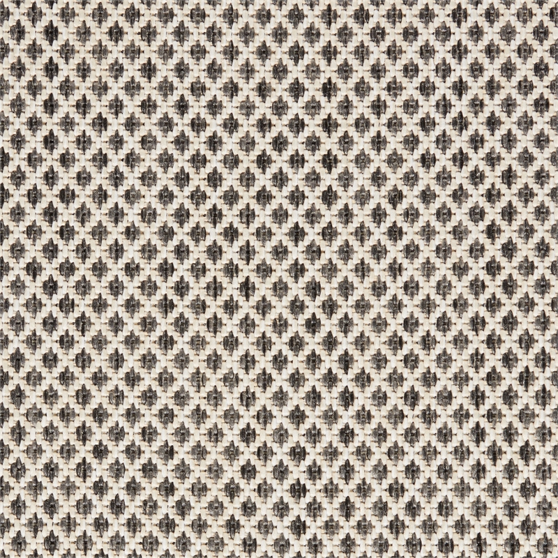 Nourison Courtyard 6' Runner Ivory Charcoal Fabric Area Rug