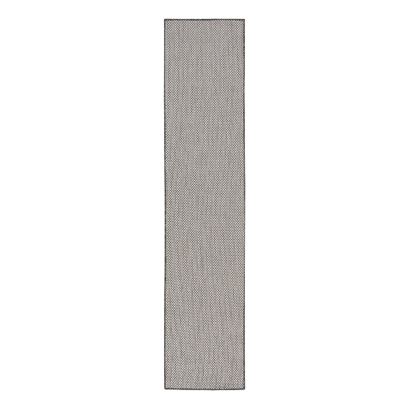 Nourison Courtyard 6' Runner Ivory Charcoal Fabric Area Rug