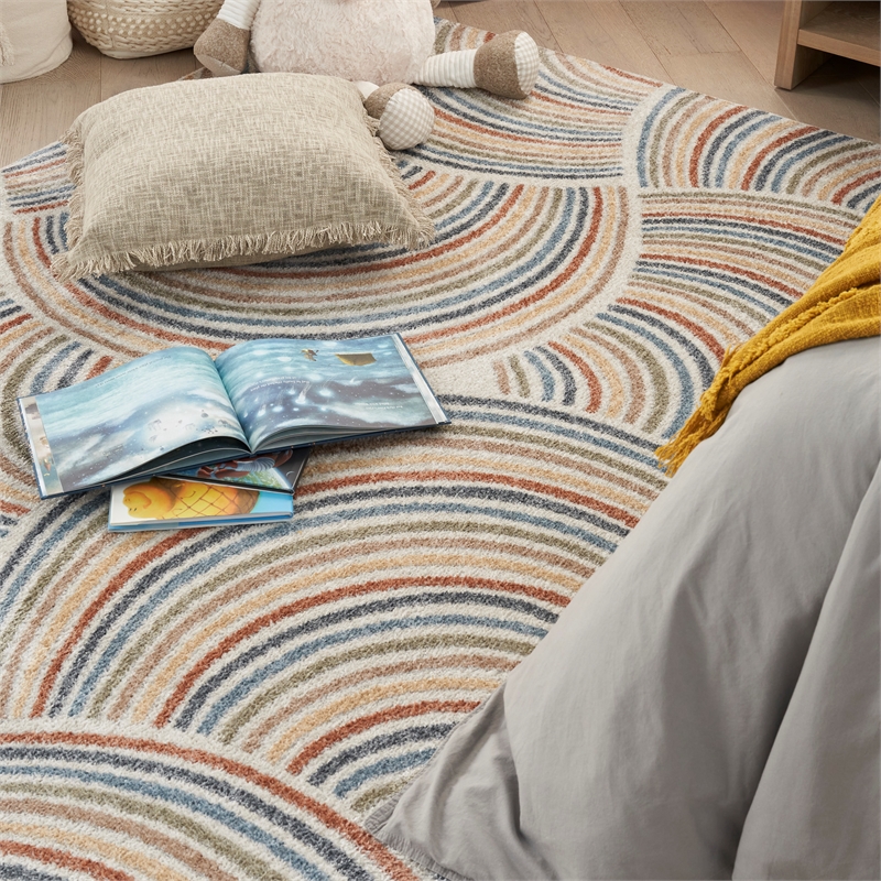 Nourison Astra Machine Washable 10' x 14' Ivory Multi-Color Fabric Area Rug