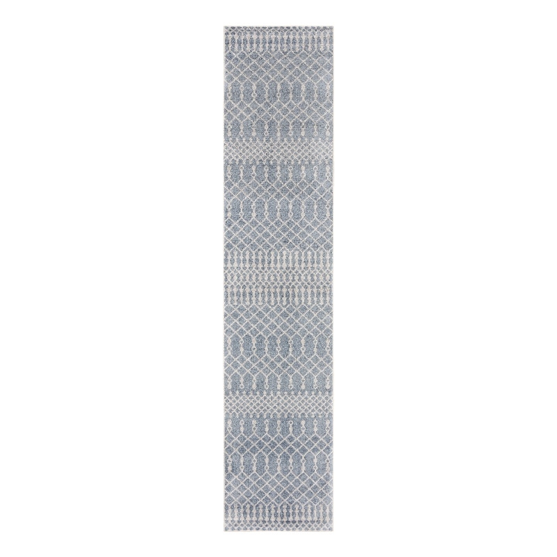 Nourison Astra Machine Washable 6' Runner Blue  Fabric Area Rug