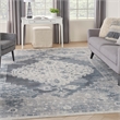 Nourison Astra Machine Washable 12' x 15' Blue Ivory Fabric Area Rug