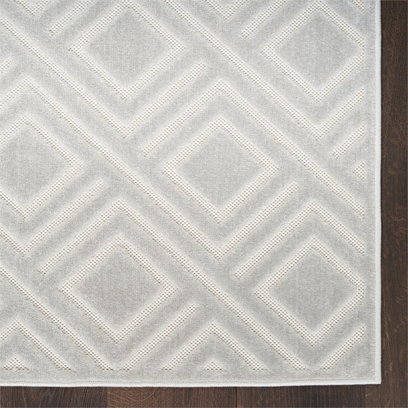 Nourison Casual 6' Runner Light Gray Fabric Area Rug