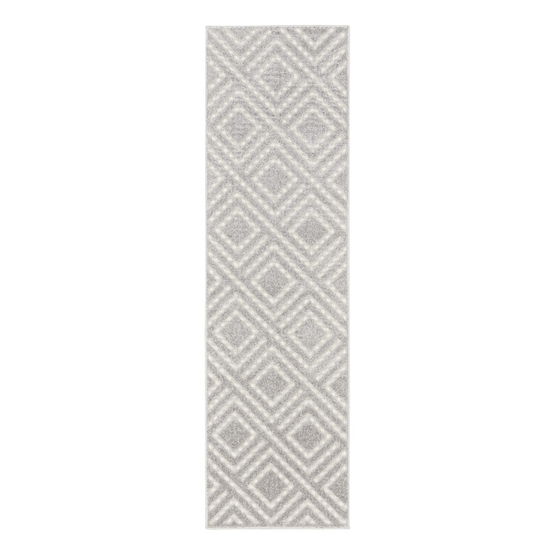 Nourison Casual 6' Runner Light Gray Fabric Area Rug