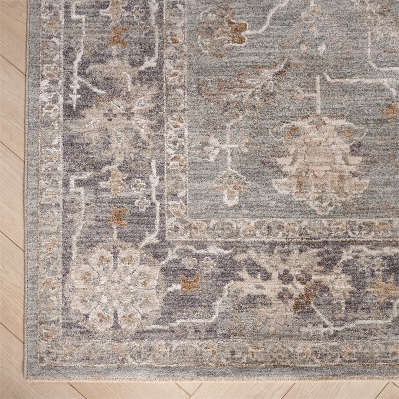 Nourison Asher 4' x 6' Blue Ivory Fabric Area Rug