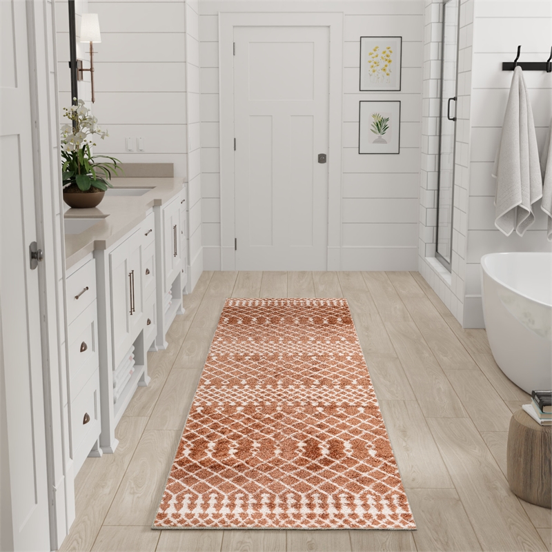 Nourison Astra Machine Washable 8' Runner Copper Fabric Area Rug