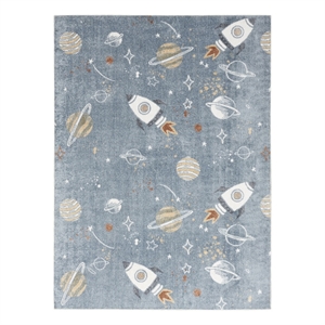 Nourison Astra Machine Washable 4' x 6' Blue Multi-Color Fabric Area Rug