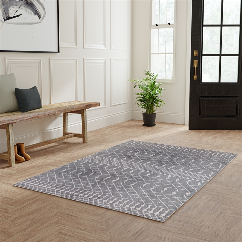 Nourison Astra Machine Washable 4' x 6' Denim Fabric Area Rug