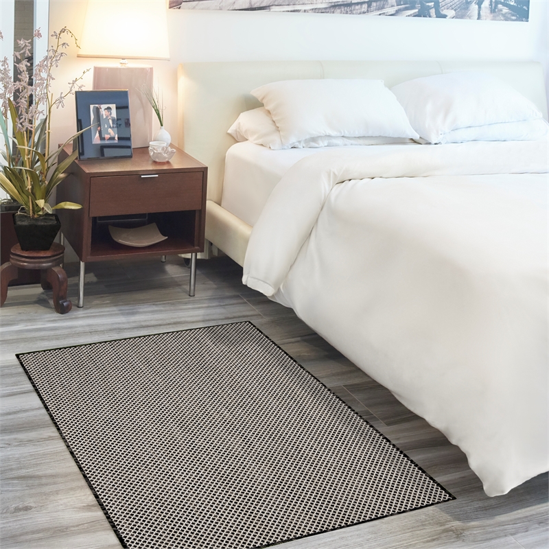Nourison Courtyard 2' x 3' Black White Fabric Area Rug