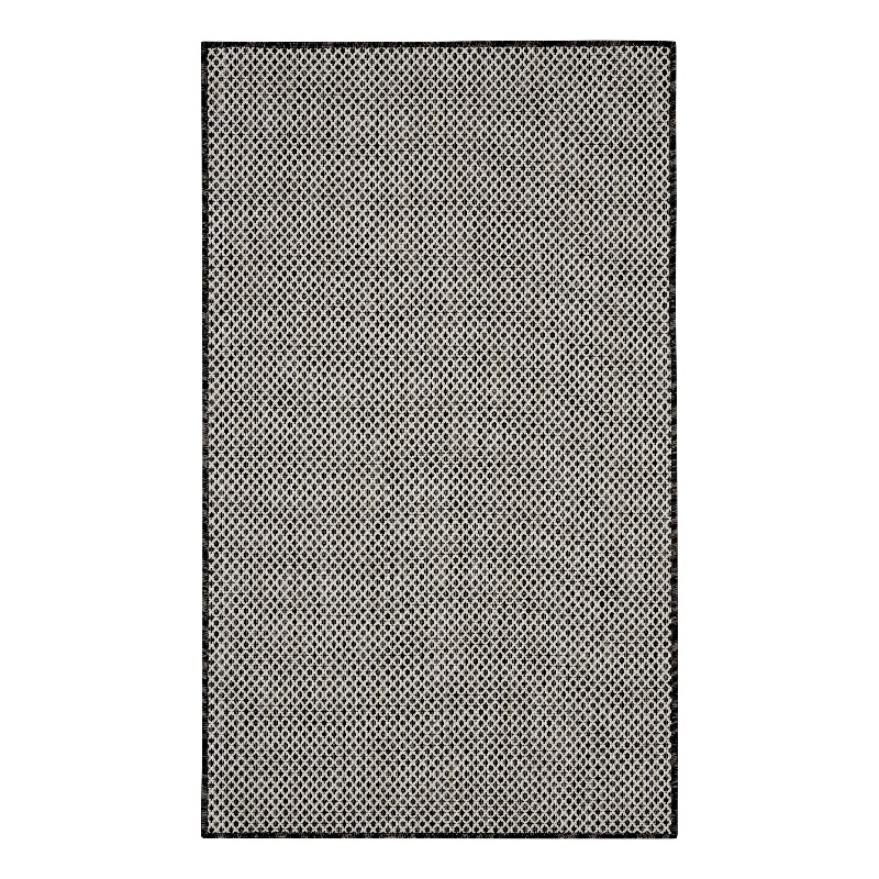 Nourison Courtyard 2' x 3' Black White Fabric Area Rug