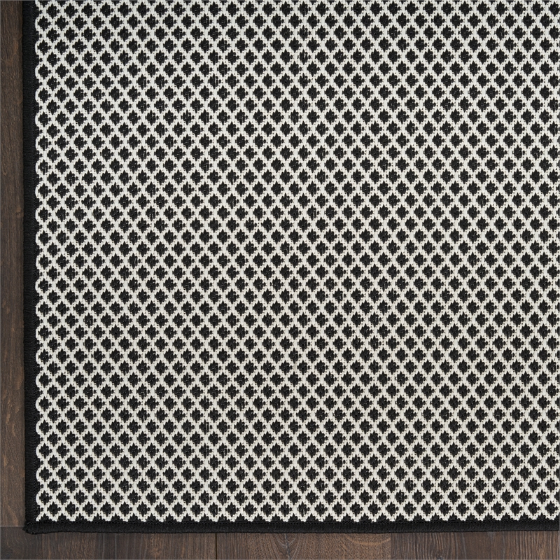 Nourison Courtyard 10' x 14' Black White Fabric Area Rug