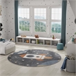 Nourison Astra Machine Washable 8' x Round Sky Blue Fabric Area Rug