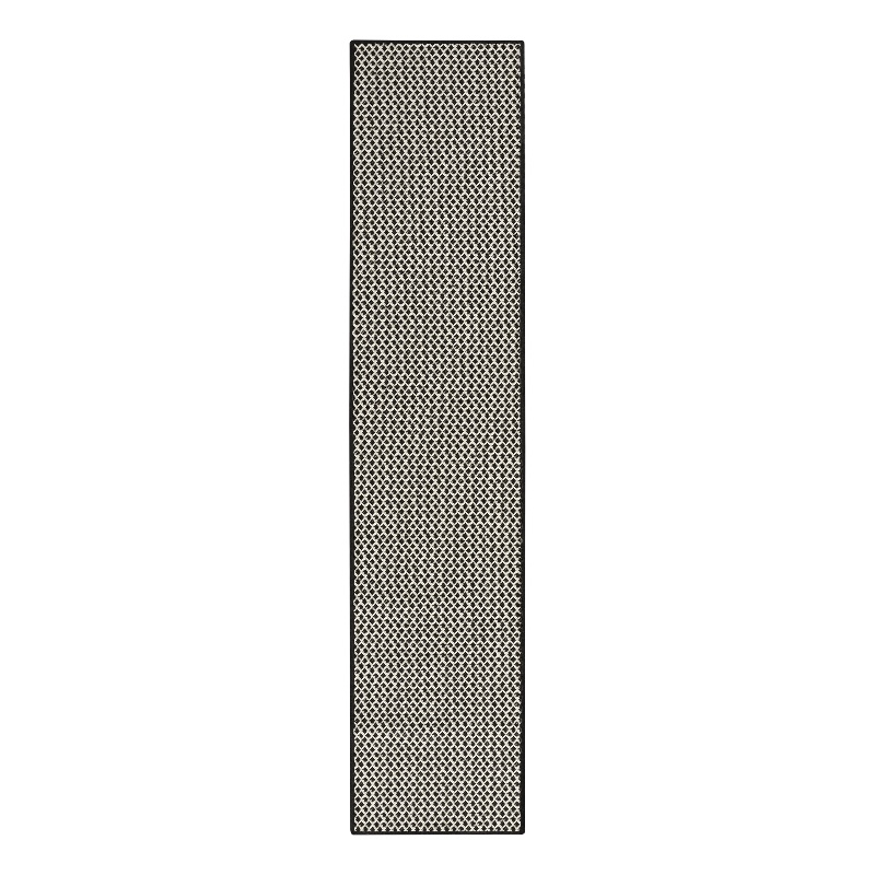 Nourison Courtyard 8' Runner Black White Fabric Area Rug