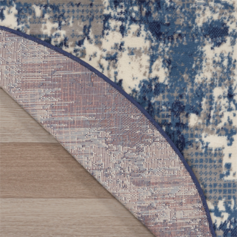 Nourison Grafix 8' x Round Navy Blue Fabric Area Rug
