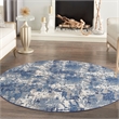 Nourison Grafix 8' x Round Navy Blue Fabric Area Rug