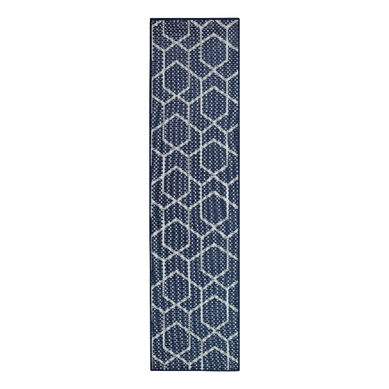 Nourison Horizon 6' Runner Navy Fabric Area Rug