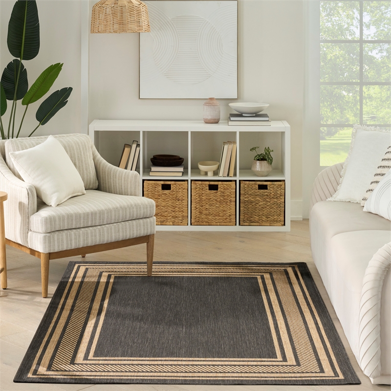 Nourison Horizon 4' x 6' Charcoal Fabric Area Rug