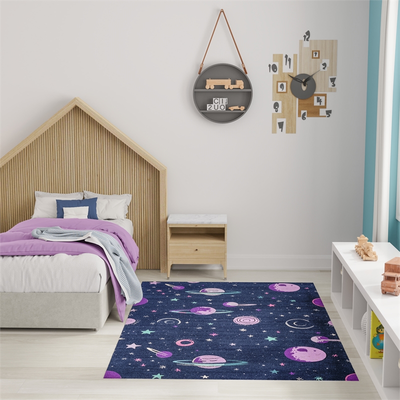 Nourison Imagination 4' x 5' Black Fabric Area Rug