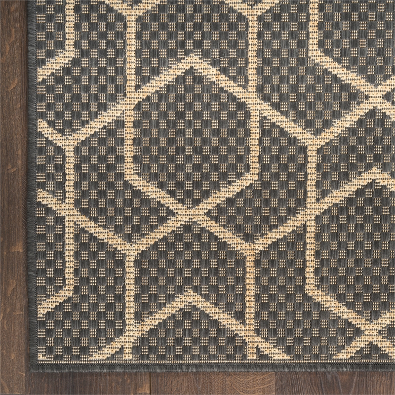 Nourison Horizon 6' Runner Charcoal Fabric Area Rug