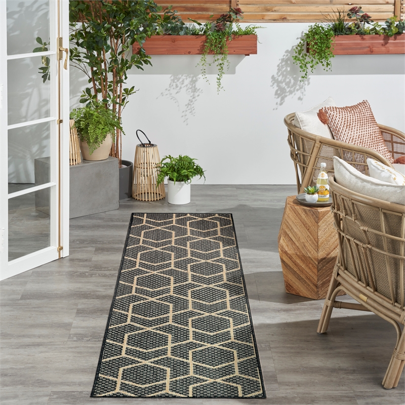 Nourison Horizon 6' Runner Charcoal Fabric Area Rug